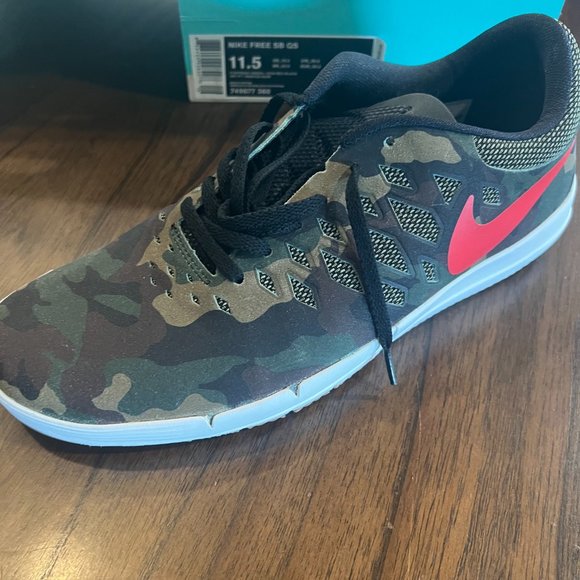 Nike Free Sb Qs Size 11.5 Fortress Green Gym Red Black Rose City 749677 - Picture 5 of 6